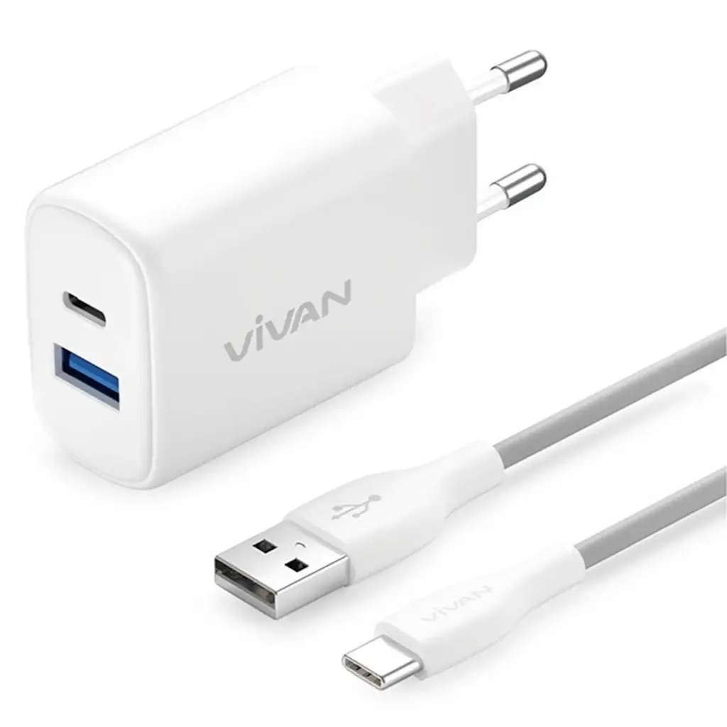 Charger Vivan Power C25 Fast Charging Dual Port USB(QC3.0)