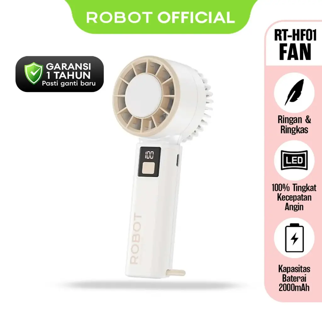 ROBOT RT-HF01 Mini Fan Highspeed With Led Display 2000 Mah