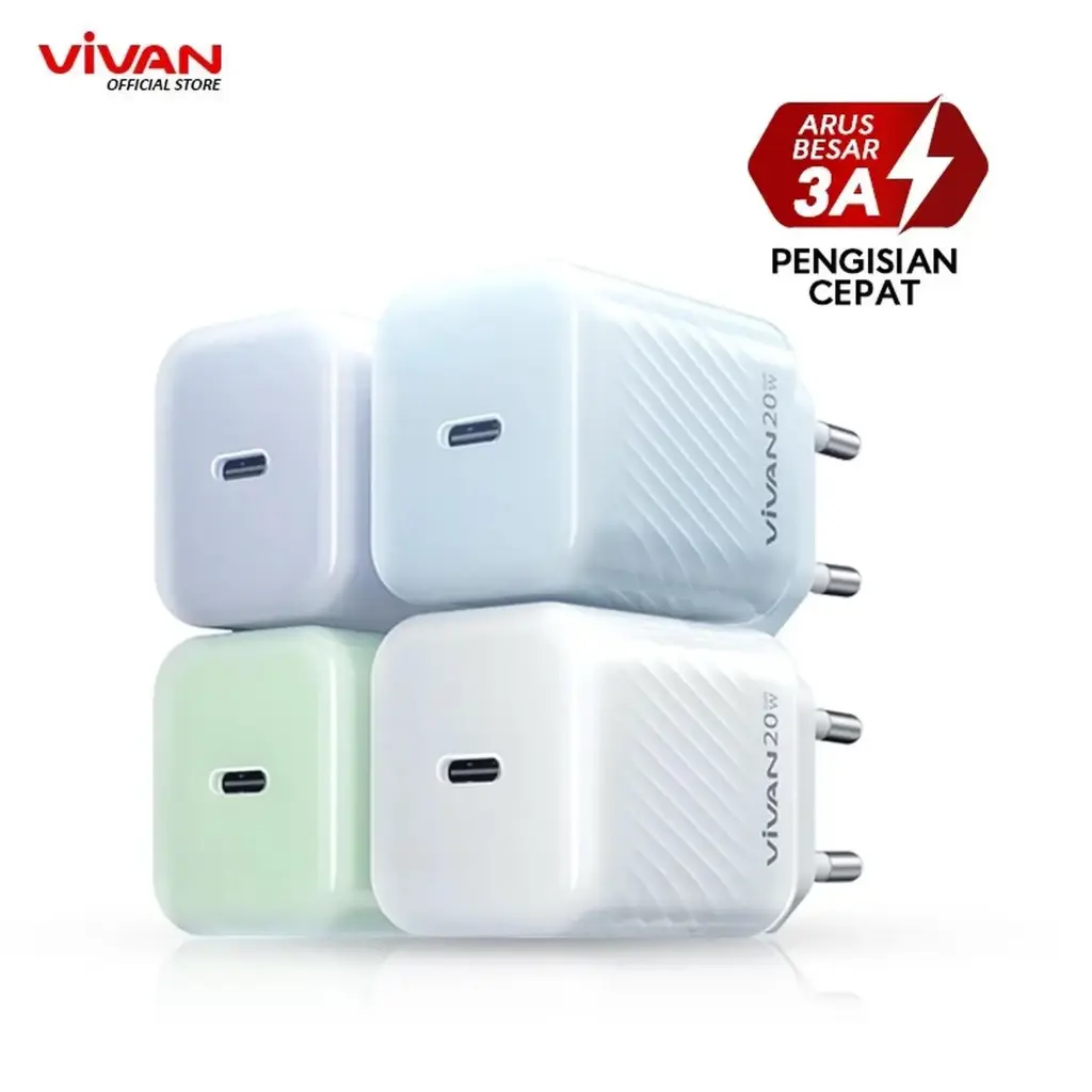 Charger VIVAN POWER 20T Mini Charger | PD 20W 3A Fast Charging | 6 Safety Protection