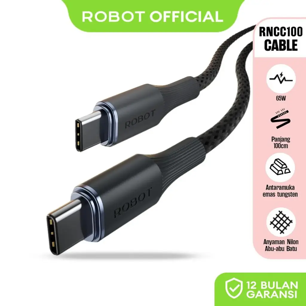 Data Cable ROBOT RNCC100 65W Fast Charging 100CM
