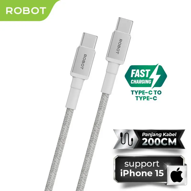 Data Cable Charger ROBOT RNCL200 Warna Lava Type-C to Lightning 200CM