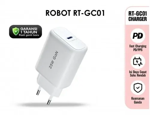 Charger ROBOT RT-GC01 Super Fast Charging 25W 30W Original Micro USB Type C