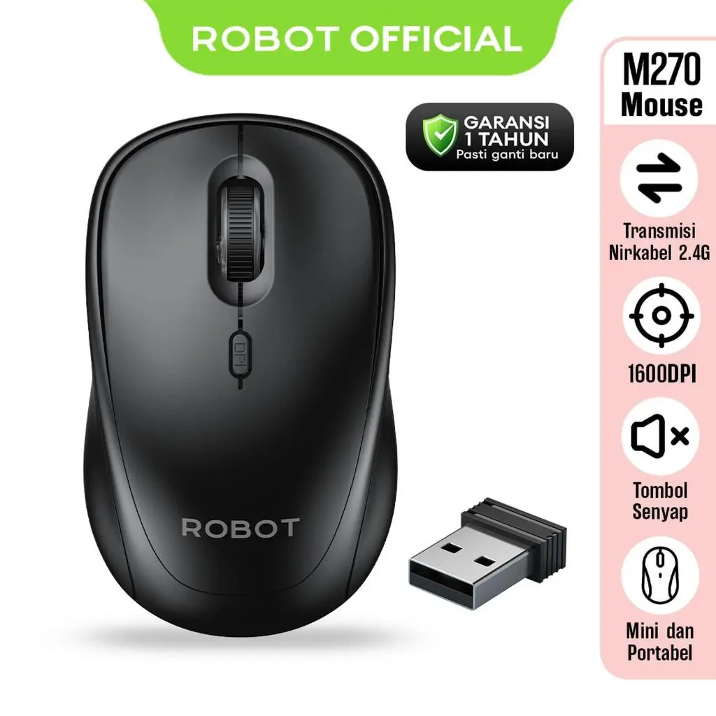 Wireless Mouse ROBOT M270 Silent Click 2.4GHz 1600DPI