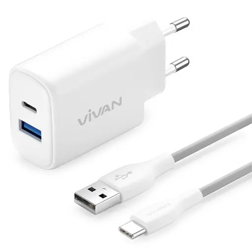 Charger Vivan Power C25 Fast Charging Dual Port USB(QC3.0)