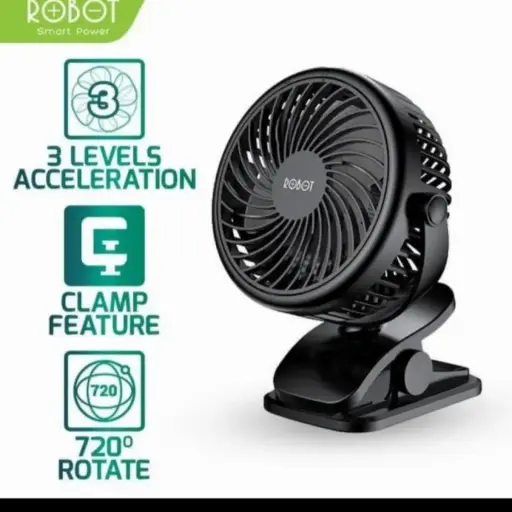 USB Mini Fan Robot RT-BF10 Rotating Clip Base Cleanable USB Fan