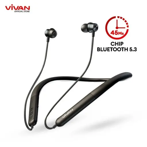 Wireless Earphone TWS Neckband VIVAN N100S Sport 40H Playtime Low Latency Extra Bass IPX5 Liberty 