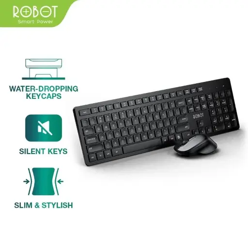 Combo Wireless Keyboard & Mouse ROBOT KM4000 Silent Key