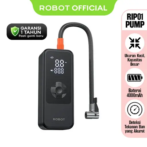 [10037678] Portable Inflator Pump Robot RIP01 4000mAH Tire Pressure Detection Black