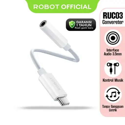 [10045551] Data Cable Robot RUC03 Converter to Audio Type C to Audio Jack 3,5mm