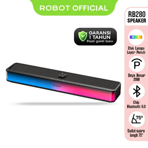 [10042218] Speaker Robot RB280 Bluetooth 6.0 20W RGB 7 Mode Extra Bass