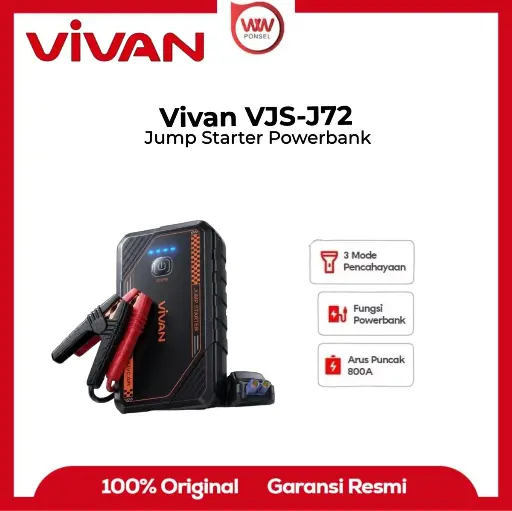 VIVAN VJS-J72 Jump Starter 8000mAH Powerbank Portable Booster Aki Mobil Motor Emergency USB Fast Charge